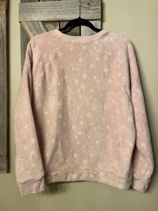 Cuddl Duds Plush Star-Pattern Crewneck Sweater - Light Pink - Picture 3 of 3